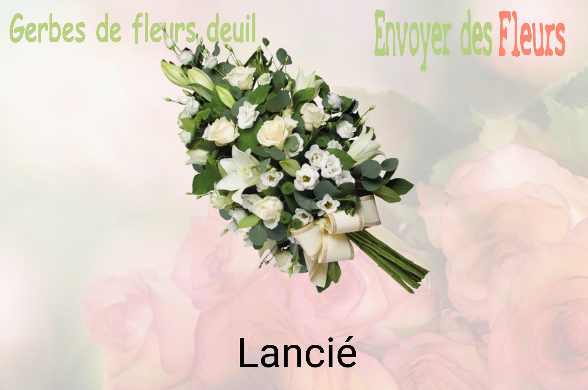 Gerbe de fleurs de deuil livrée à Lancié